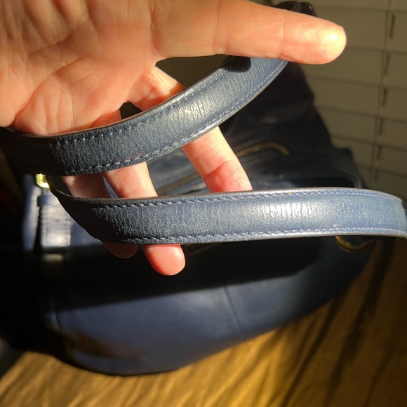 Coach Madison Navy Blue Leather Maggie Hobo Shoulder Bag Purse Tote - NCO - Picture 3 of 13